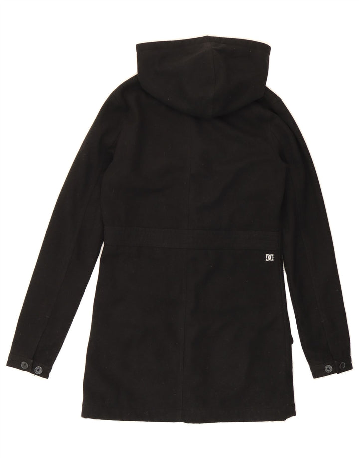 DC Womens Hooded Overcoat UK 10 Small Black Polyester Vintage DC and Second-Hand DC from Messina Hembry 