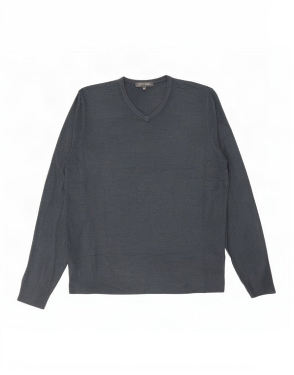 Marks & Spencer Męski sweter z dekoltem w kształcie litery V, 2XL, szary akryl