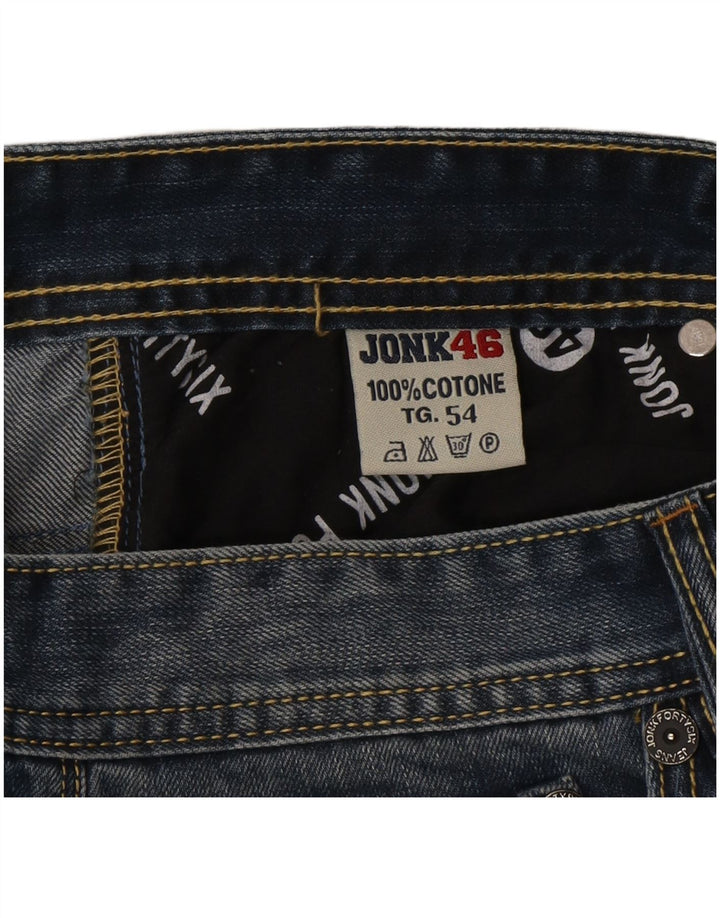 Vintage męskie dżinsy w trudnej sytuacji, proste IT 54 2XL W36 L34 niebieska bawełna