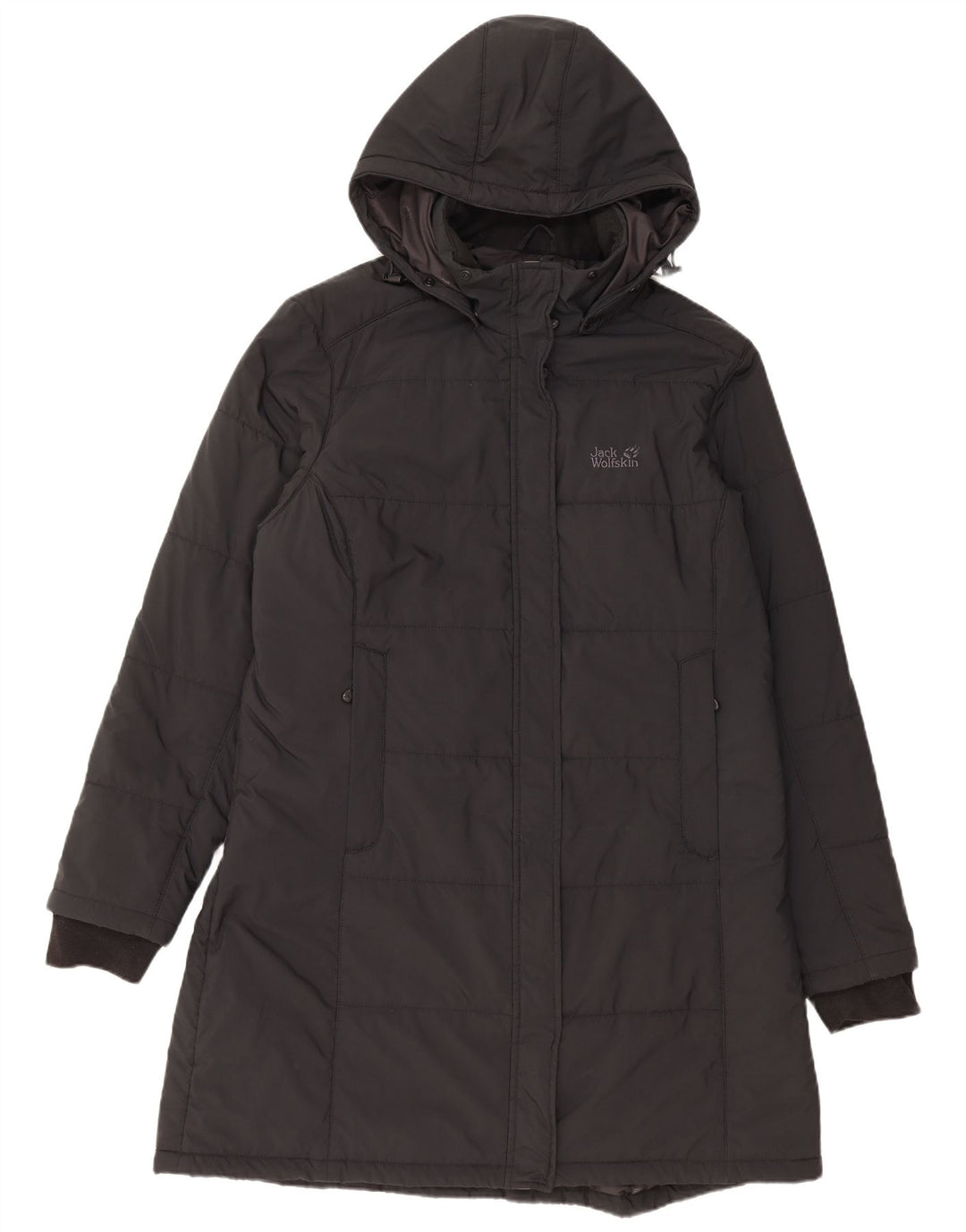 Damski ocieplany płaszcz z kapturem JACK WOLFSKIN UK 22/24 2XL Czarny poliester