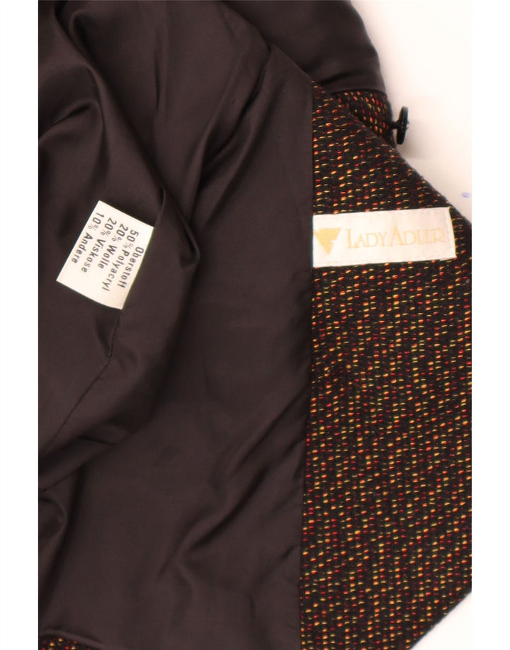 Vintage damska marynarka z podwójnymi piersiami UK 16, duży brązowy nadruk zwierzęcy