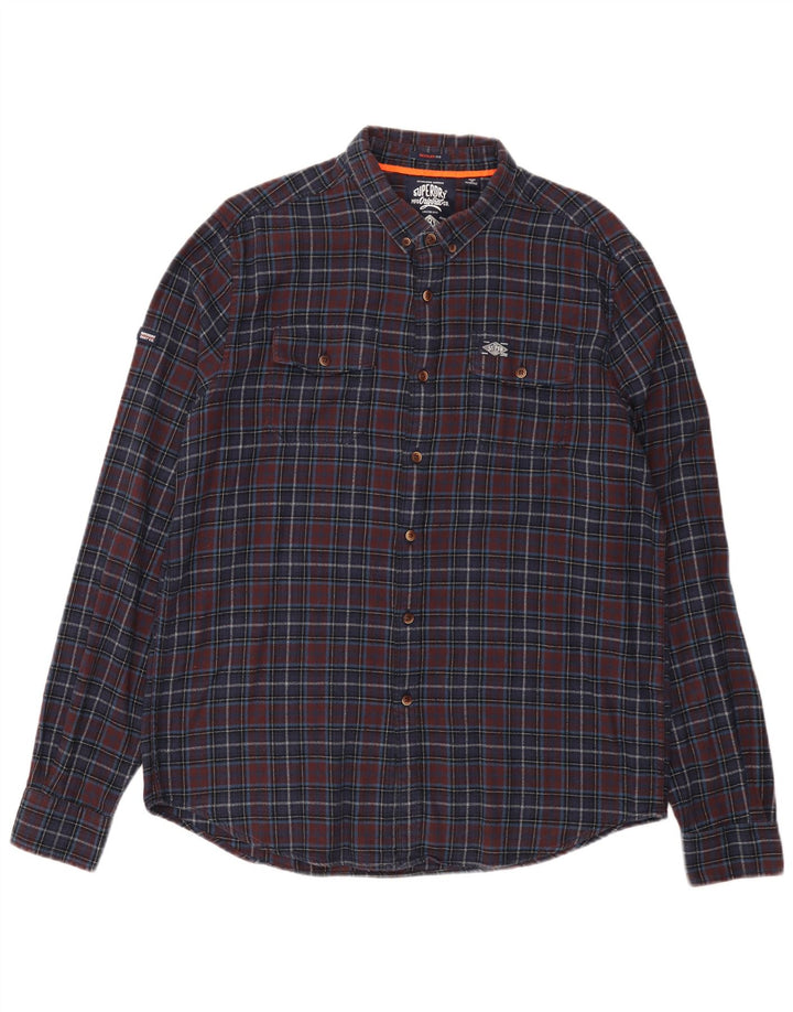 Męska koszula flanelowa Superdry o regularnym kroju 2XL w granatową kratkę