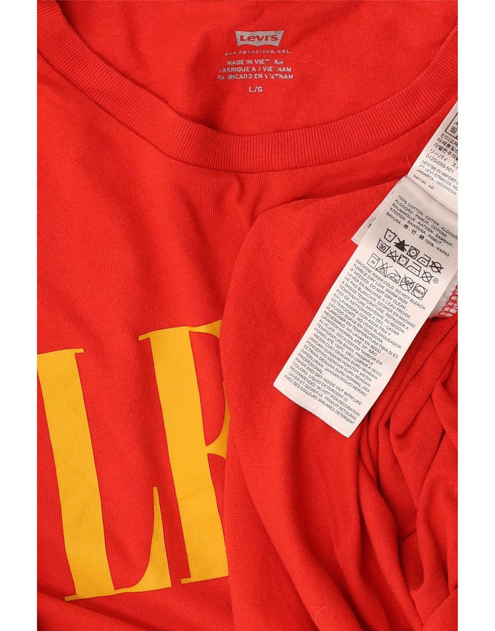 Męski T-shirt z grafiką Levi's, duży, czerwony, bawełniany