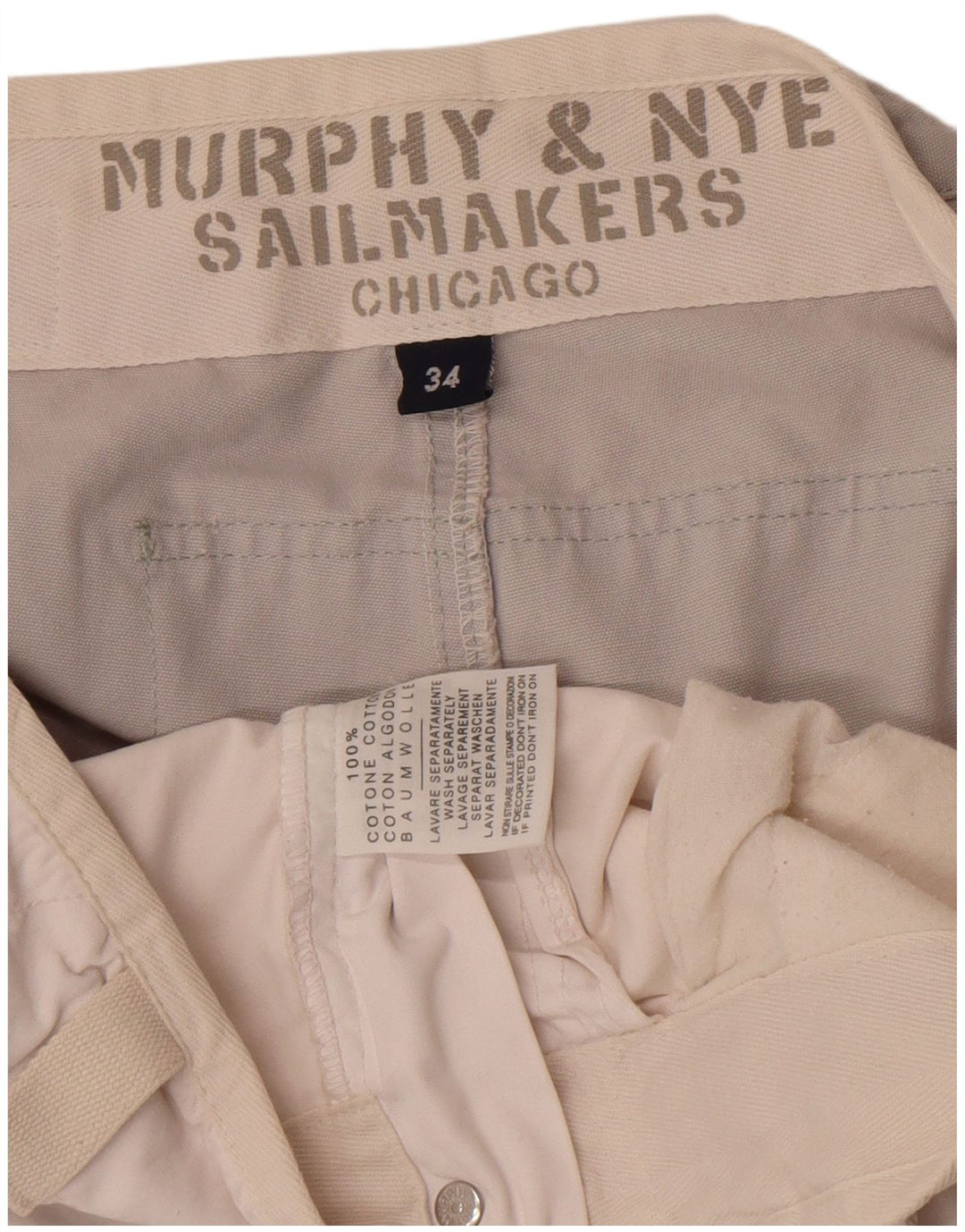 Męskie spodenki Chino Murphy & Nye Sailmakers W34, duże, białe, z blokami kolorów