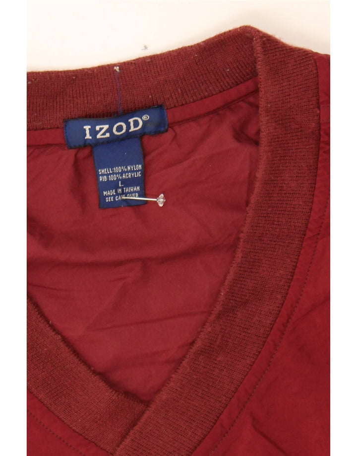 IZOD Mens Pullover Tracksuit Top Large Burgundy Nylon Vintage Izod and Second-Hand Izod from Messina Hembry 