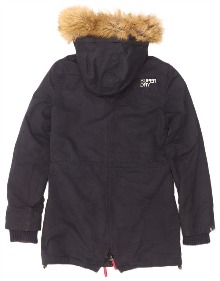 Damska kurtka Sherpa Parka z kapturem Superdry UK 10, mała, granatowa, poliester