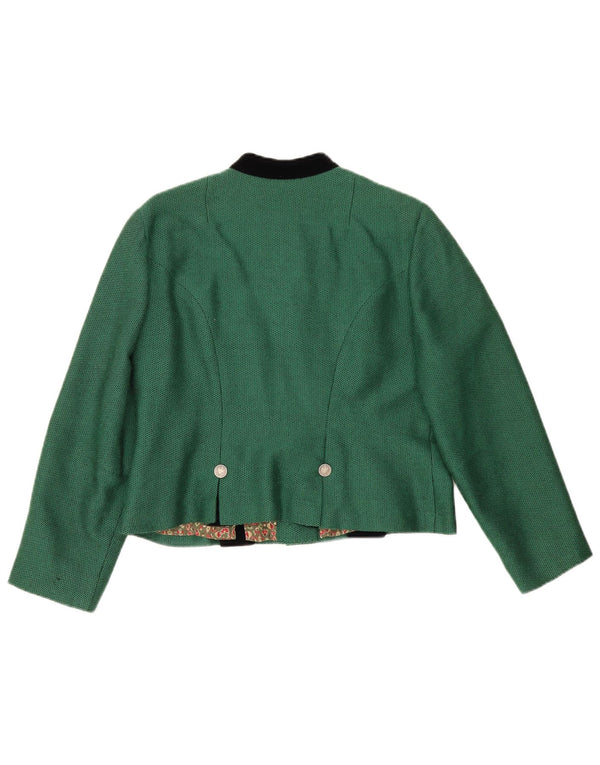 Vintage damska marynarka Trachten Crop Blazer UK 14, średnia, zielona w cętki