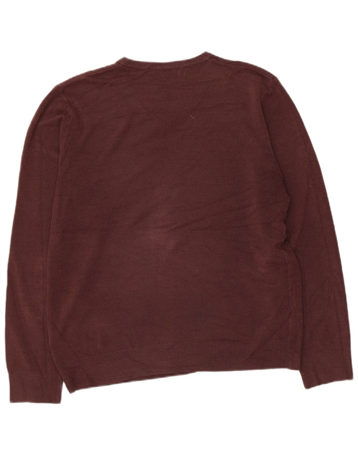 Marks & Spencer Damski sweter z dekoltem w kształcie litery V, UK 14, średni brąz, akryl