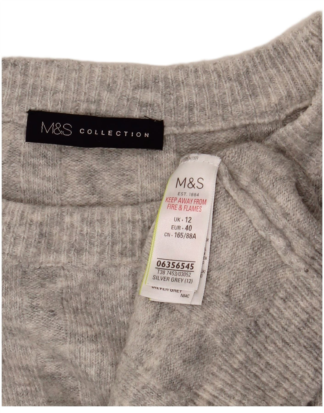Marks & Spencer Damski sweter z okrągłym dekoltem, UK 12, średni szary