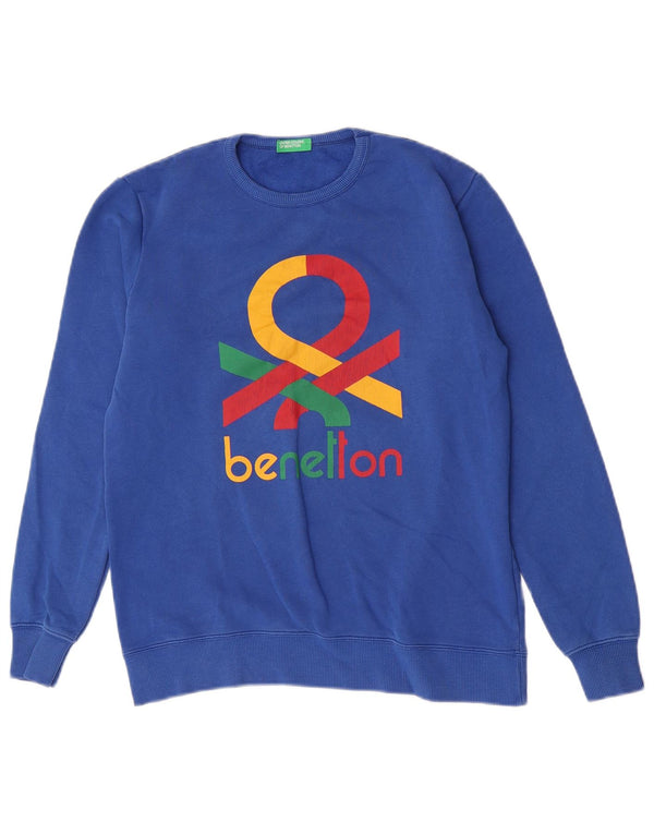 Bluza chłopięca Benetton z grafiką, 13-14 lat, 3XL, niebieska bawełna