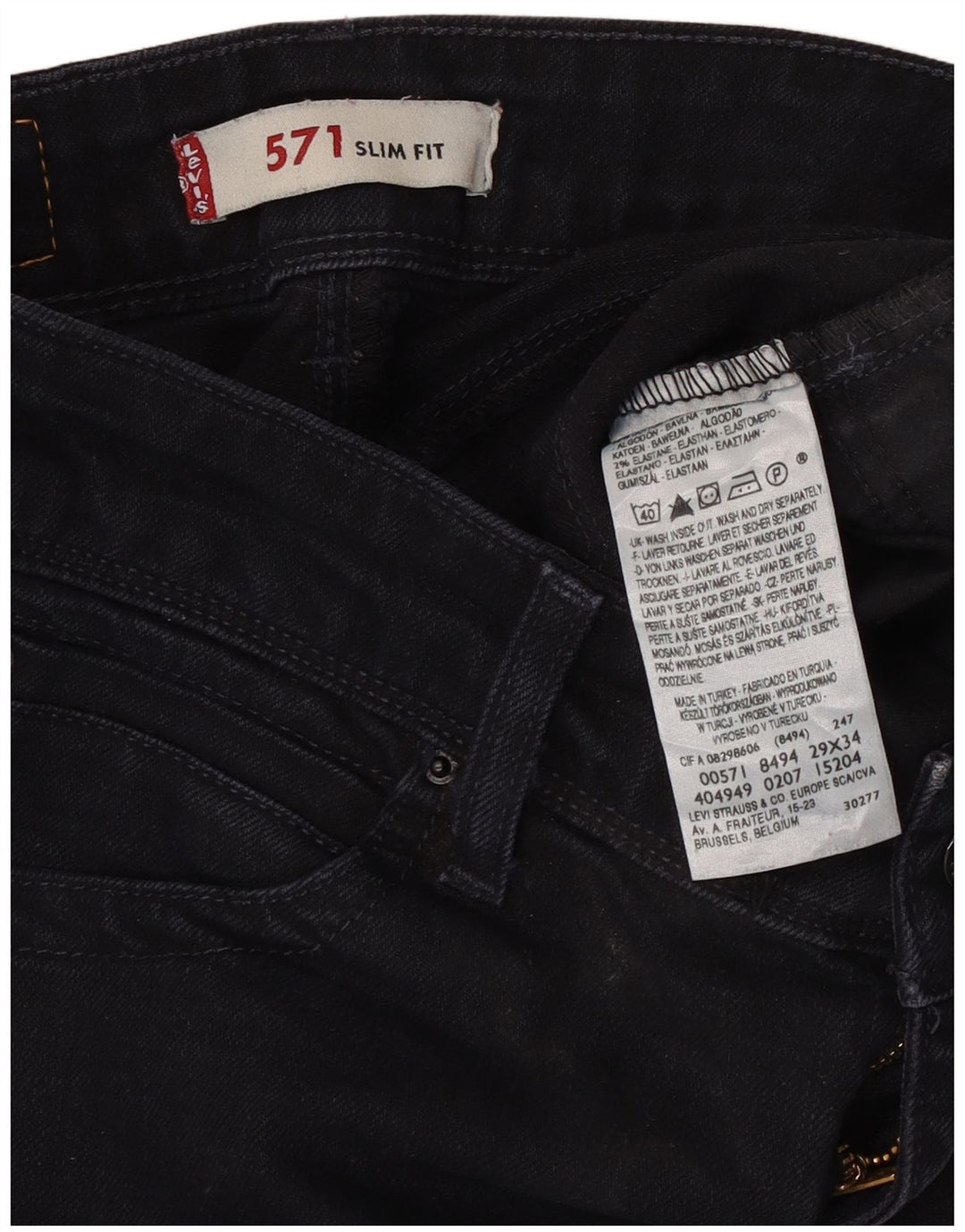 Damskie jeansy Levi's 571 Slim W29 L30 Czarna bawełna