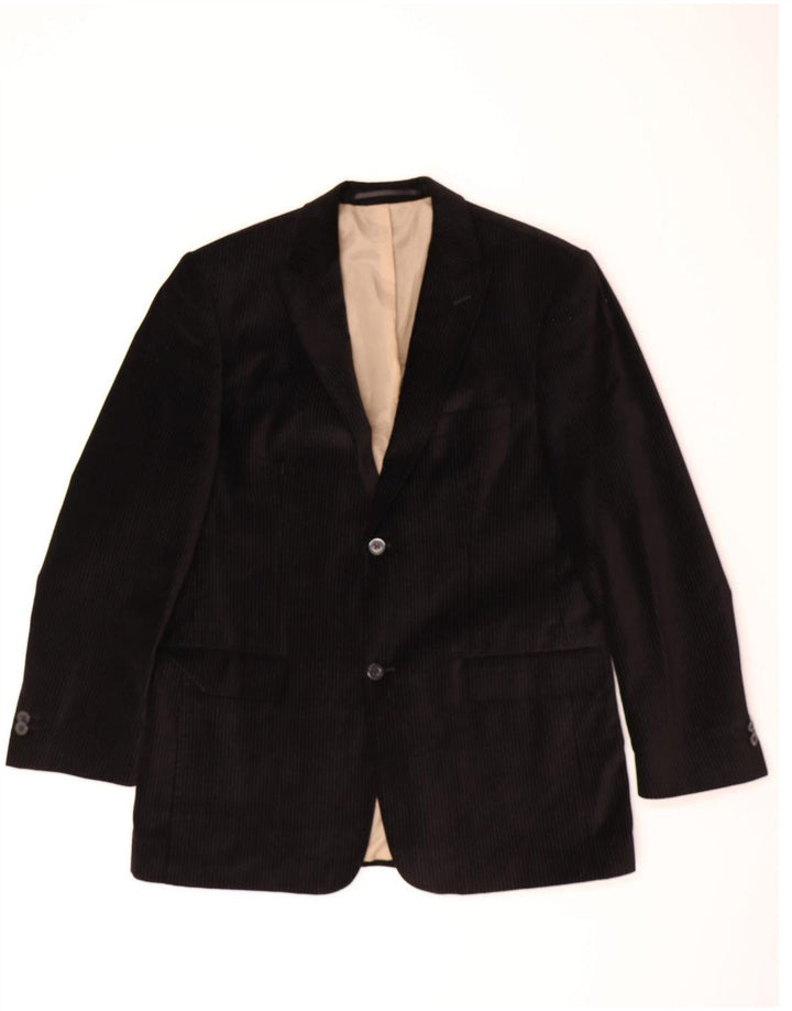 ANGELO LITRICO Mens 2 Button Blazer Jacket IT 52 XL Black Pinstripe Cotton Vintage Angelo Litrico and Second-Hand Angelo Litrico from Messina Hembry 