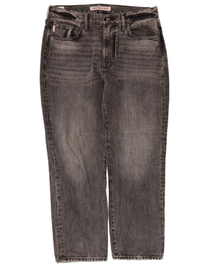 Męskie proste dżinsy Superdry W32 L28 Szara bawełna