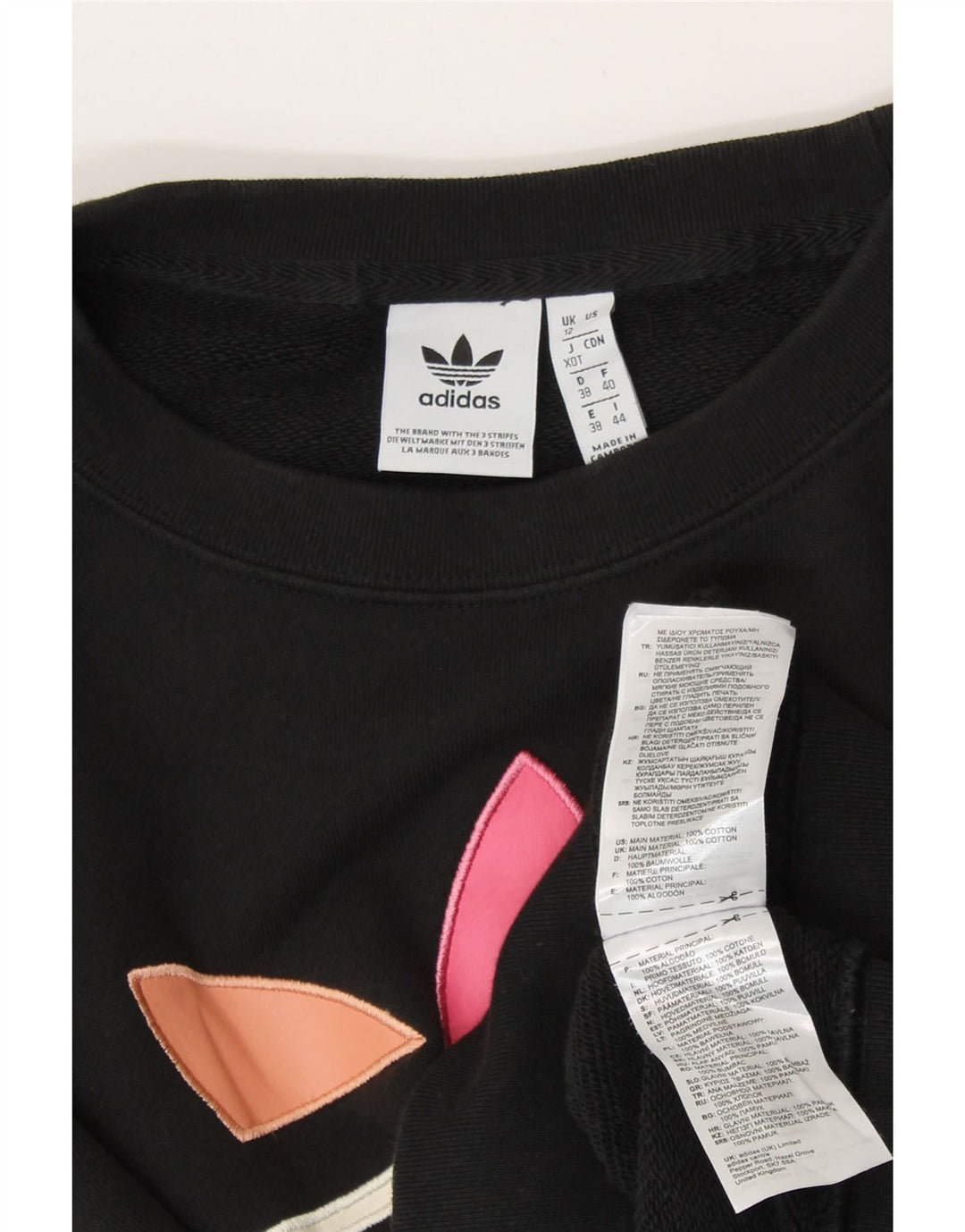Damska bluza ADIDAS Crop Graphic Jumper UK 12, średnia czarna bawełna