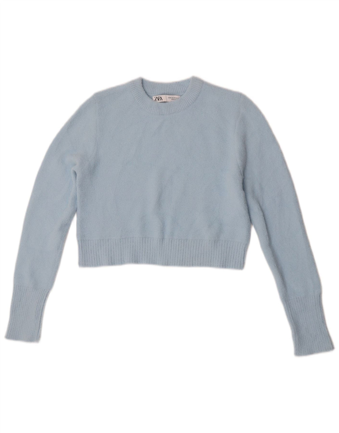 Damski sweter Zara z okrągłym dekoltem, UK 12, średni niebieski nylon