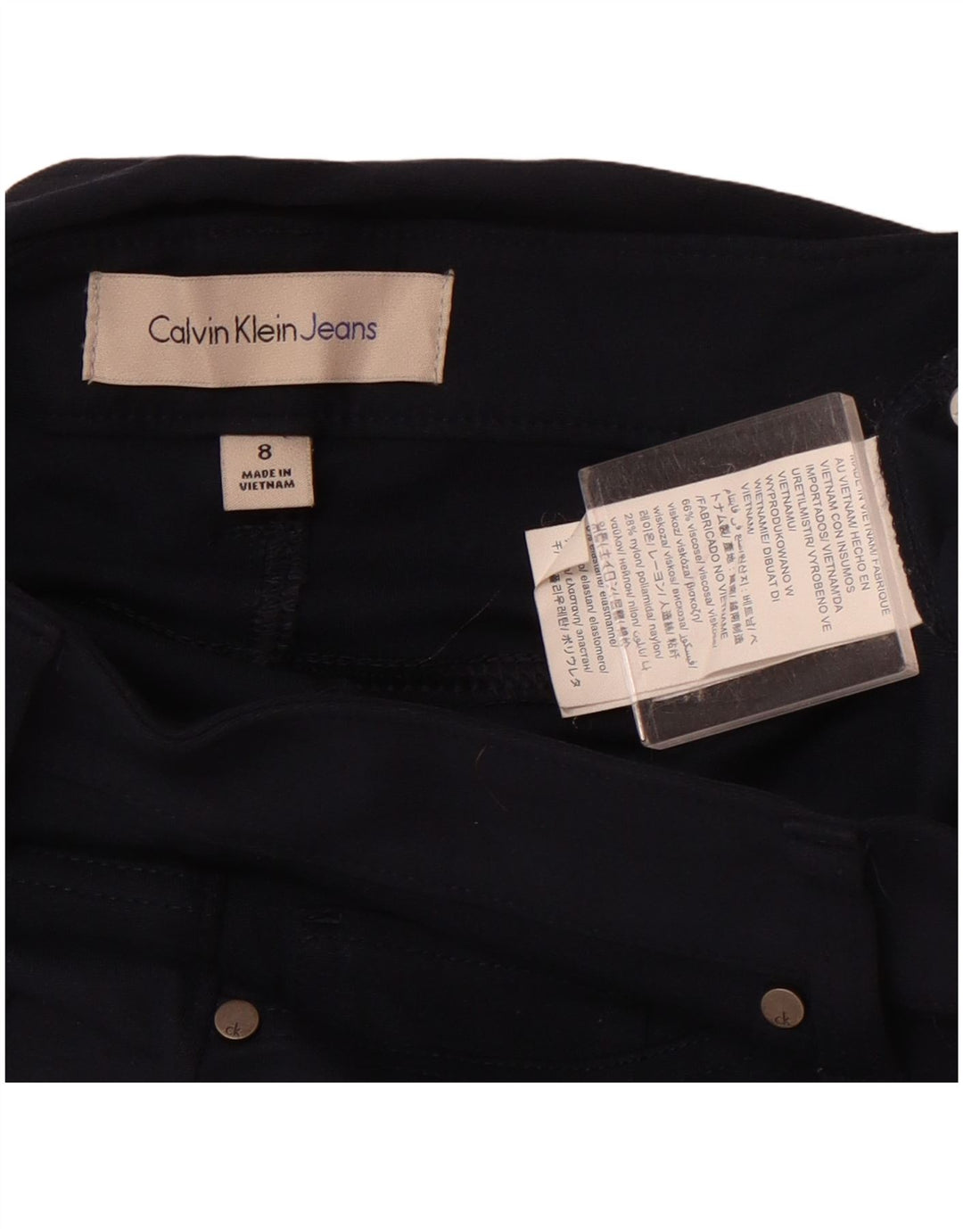 Damskie spodnie casual Calvin Klein US 8 Medium W28 L28 Granatowa wiskoza