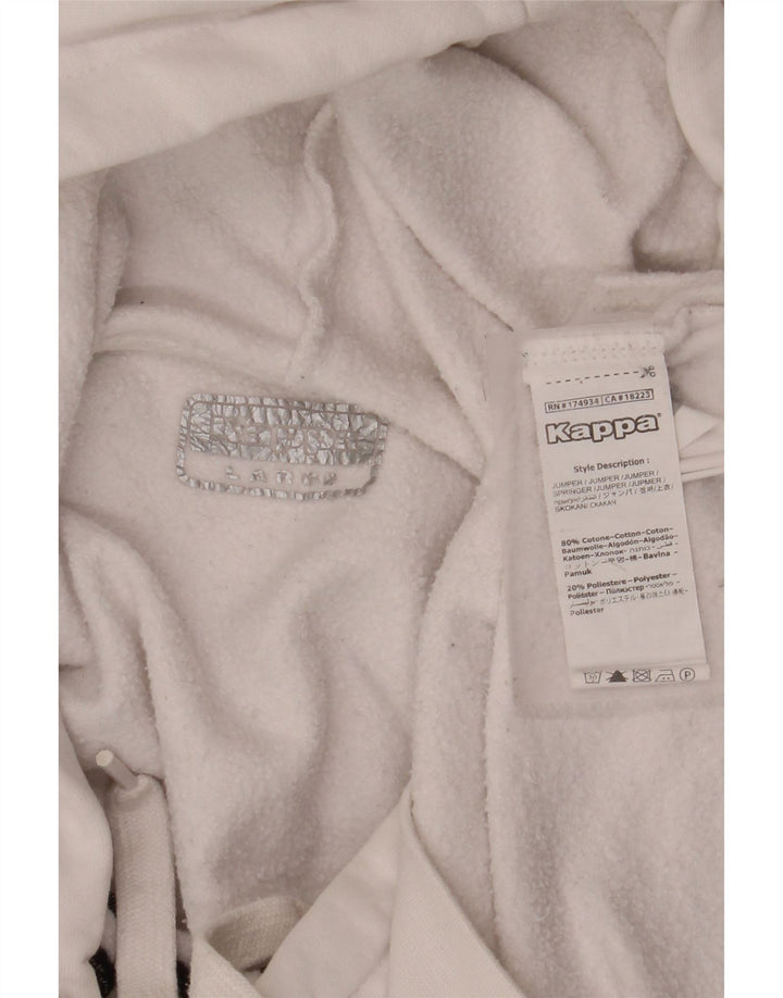 Męski sweter z kapturem i grafiką KAPPA, duży, biały, bawełniany