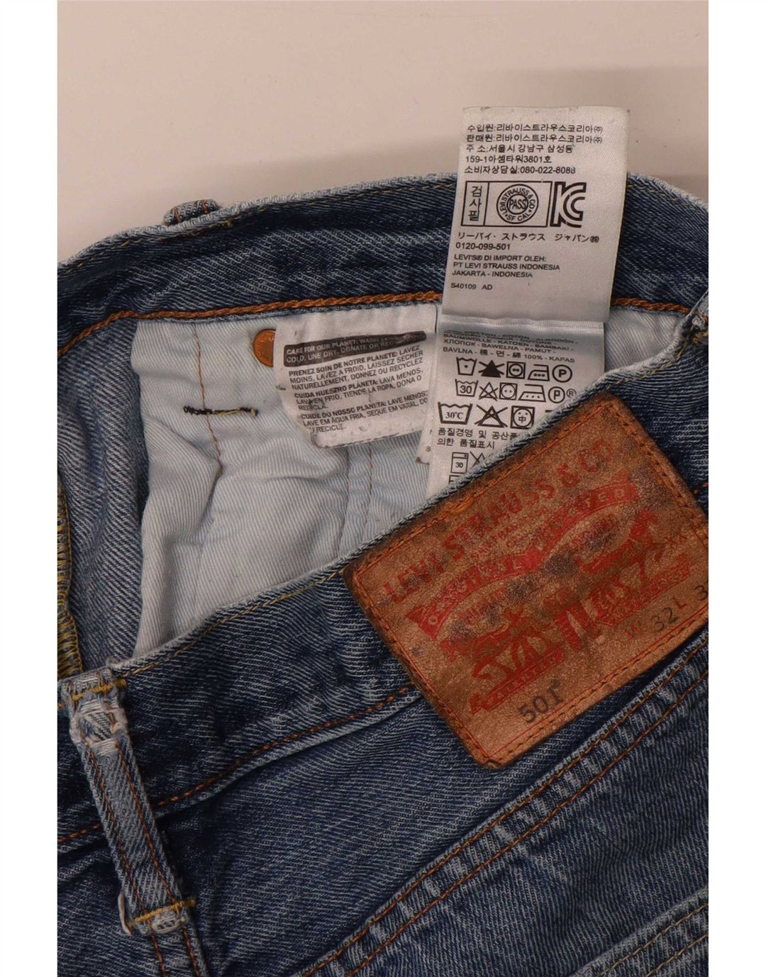 Męskie jeansy Levi's 501 w trudnej sytuacji W32 L32 Niebieska bawełna