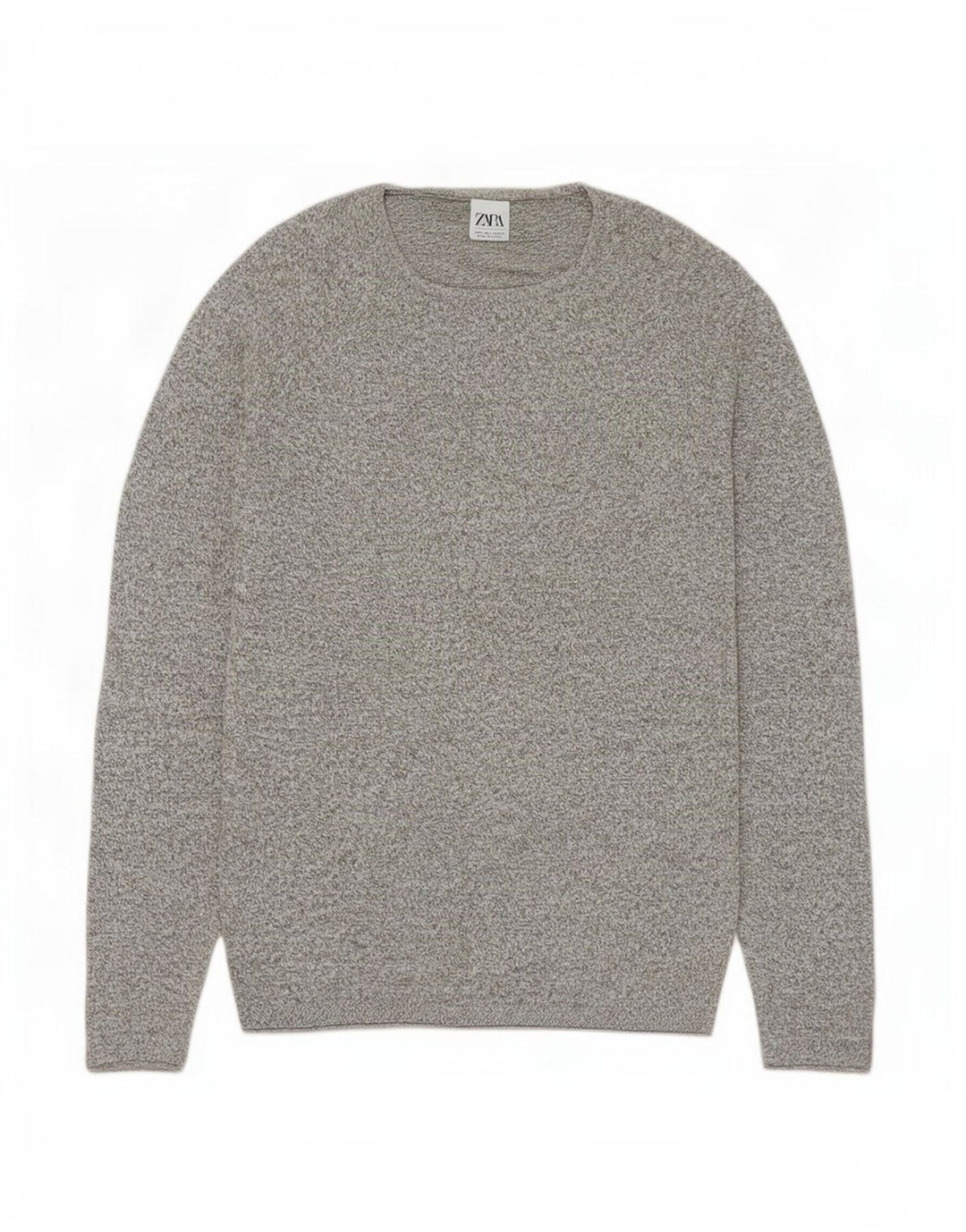 Męski sweter Zara z okrągłym dekoltem, duży, szary, nakrapiany