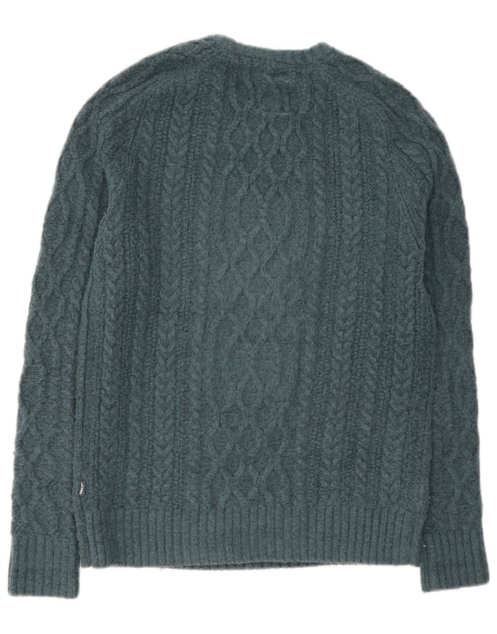 Męski sweter z okrągłym dekoltem Fat Face, mały, zielony, wełniany
