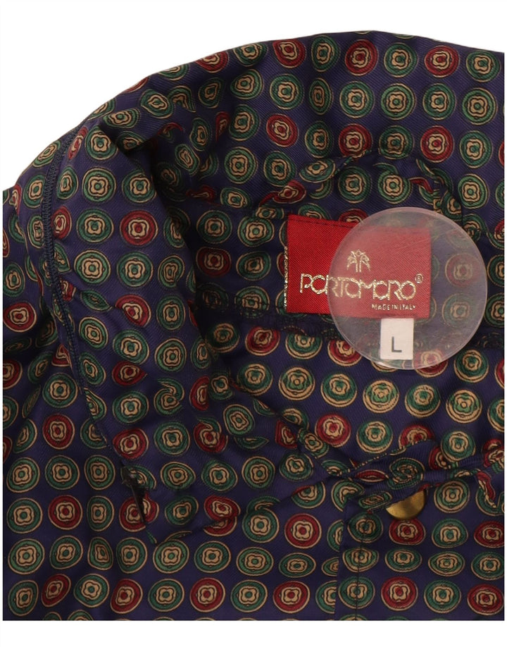Męska kurtka bomberka oversize VINTAGE UK 40, duża, niebieska w kropki
