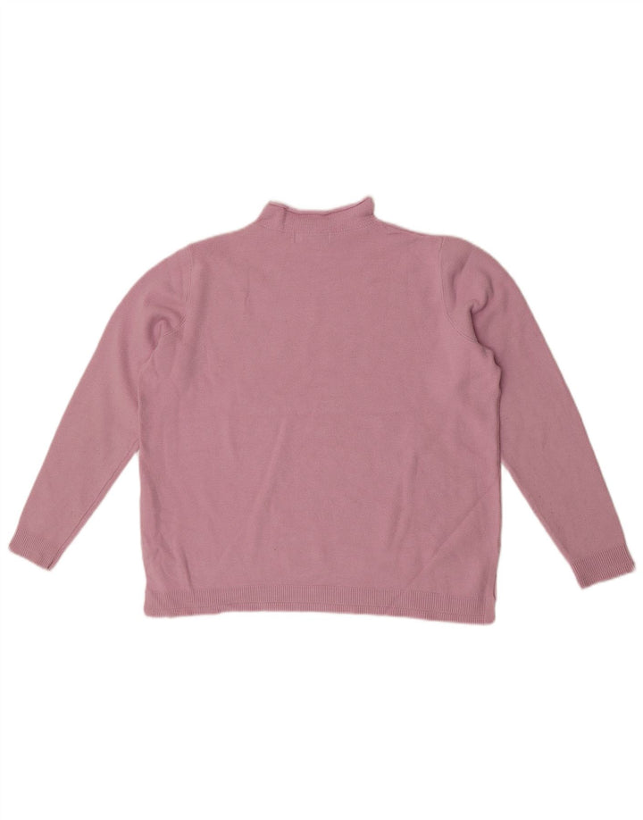 Marks & Spencer Damski sweter z golfem UK 14, duży, różowy, wiskoza