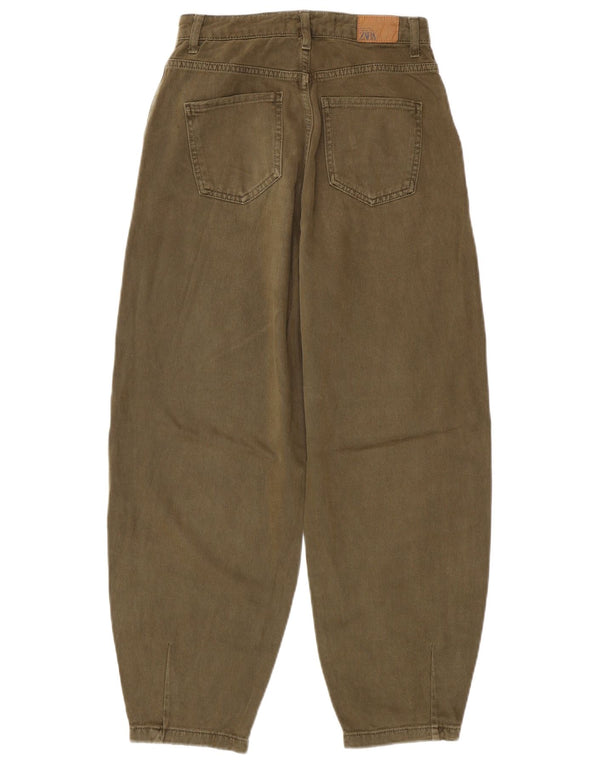 Damskie jeansy Zara Balon z wysokim stanem EU 34 2XS W24 L26 Bawełna khaki