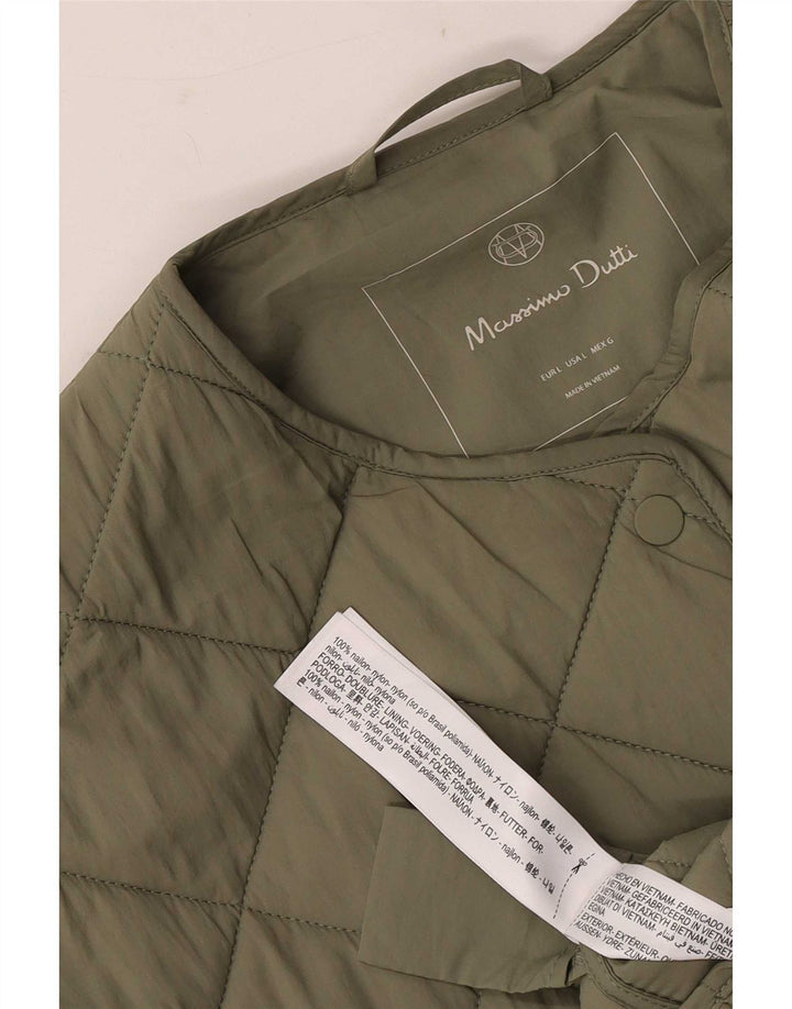 Damska pikowana kurtka Massimo Dutti UK 16, duża, nylon w kolorze khaki
