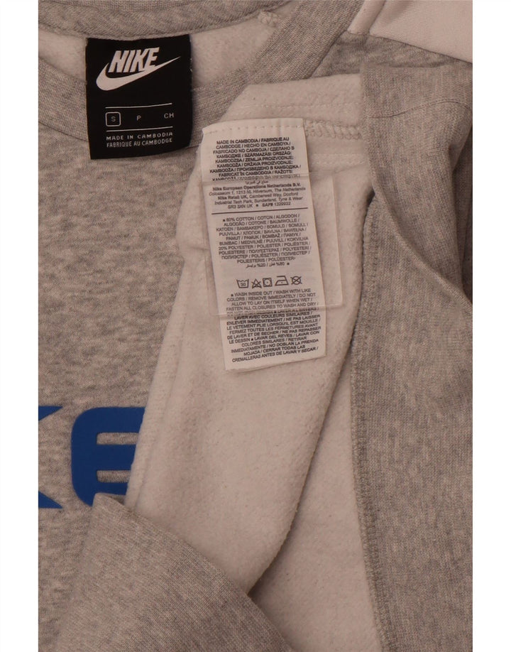 Męska bluza z grafiką NIKE, mała, szara, bawełniana w bloki kolorów
