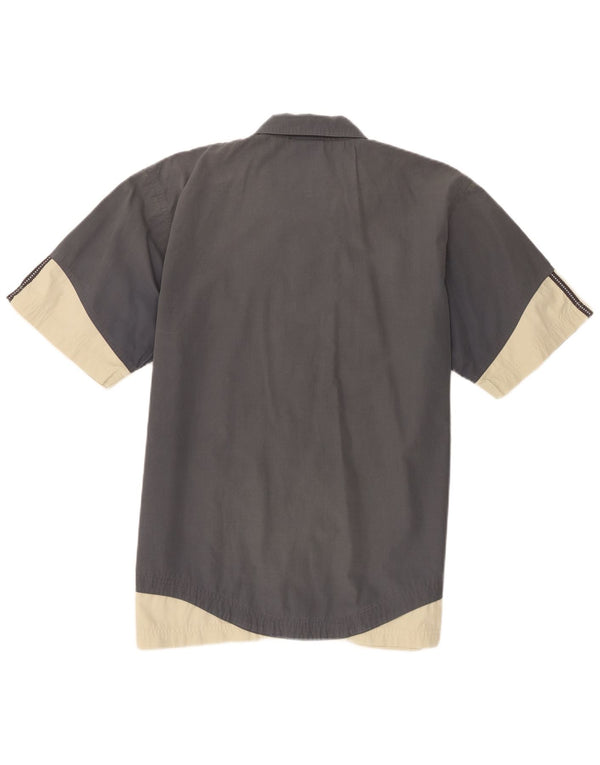 Adidas Mens Short Sleeve Shirt Medium Grey Colourblock Polyester