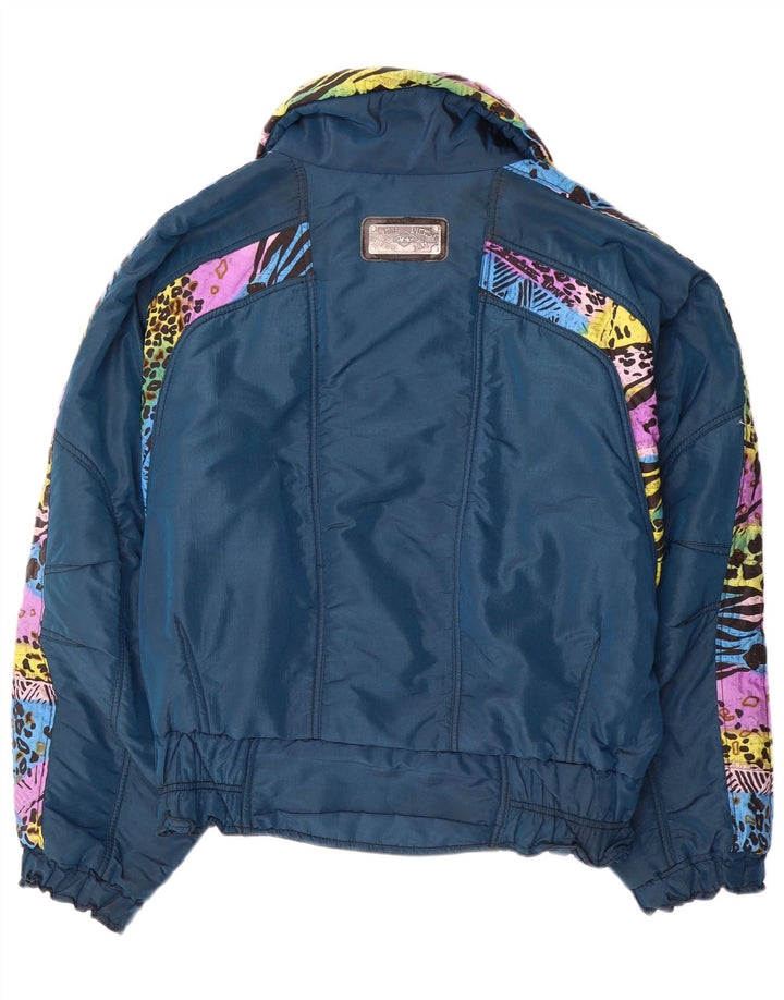 Damska kurtka narciarska oversize w stylu vintage IT 52 2XL Niebieski poliamidowy nadruk zwierzęcy