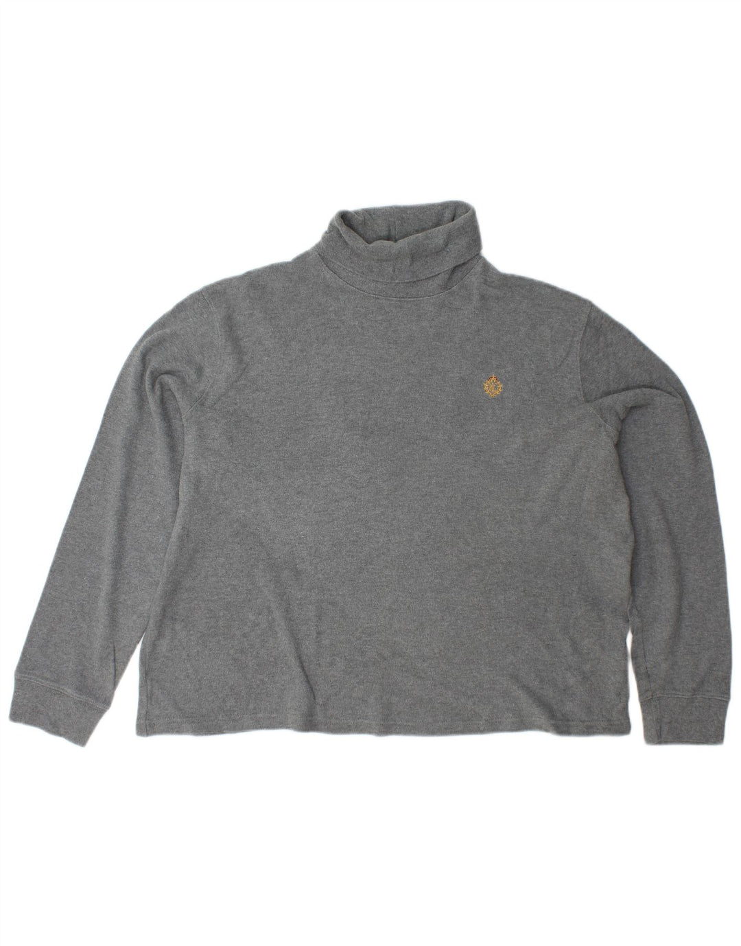 RALPH LAUREN Damski sweter z golfem UK 18 XL, szary, bawełniany