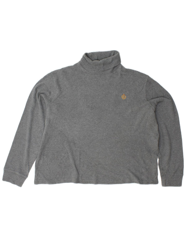 RALPH LAUREN Damski sweter z golfem UK 18 XL, szary, bawełniany