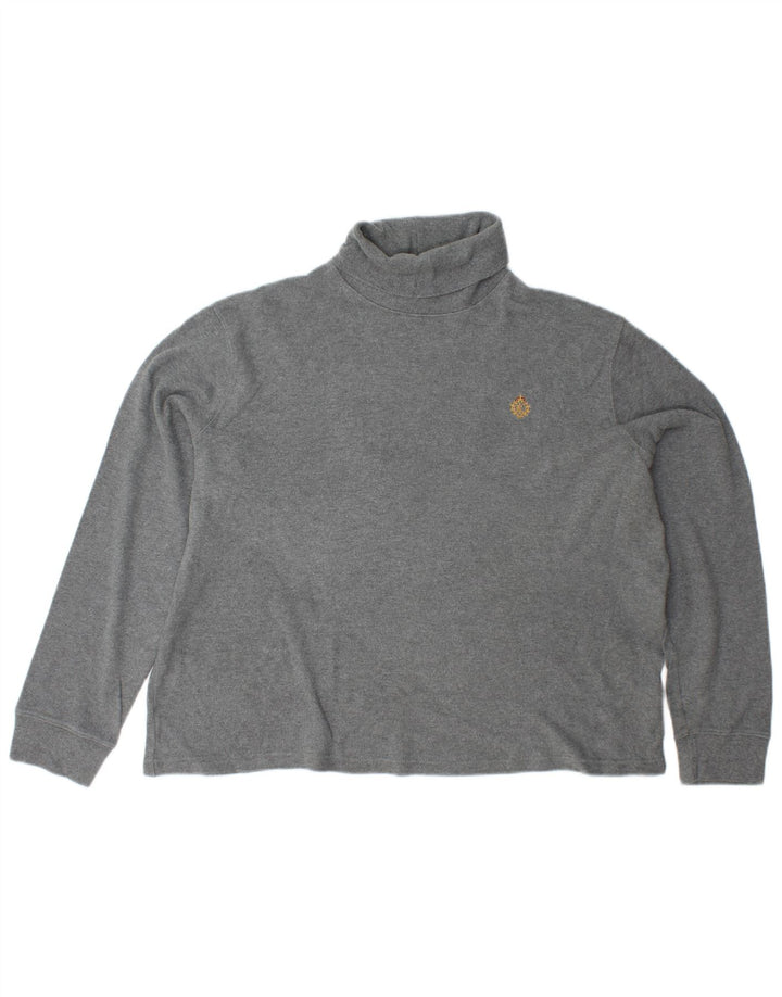 RALPH LAUREN Damski sweter z golfem UK 18 XL, szary, bawełniany