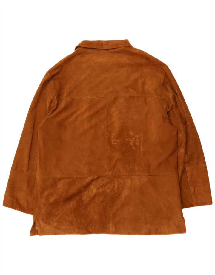 Zamszowa kurtka męska w stylu vintage, rozmiar 62, 4XL, brązowa skóra