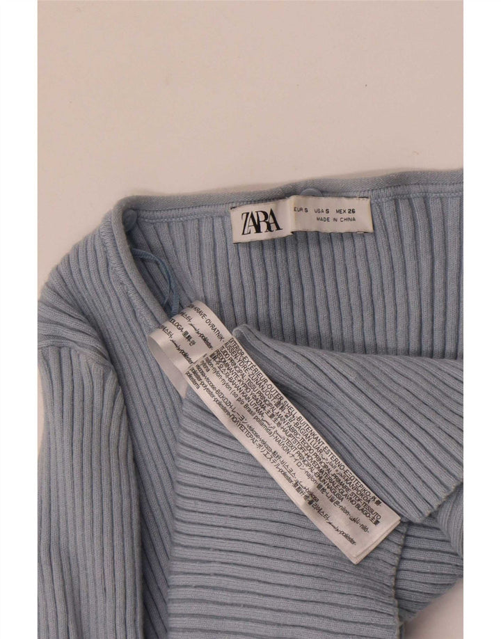 Damski krótki top Zara UK 8, mały, niebieski nylon