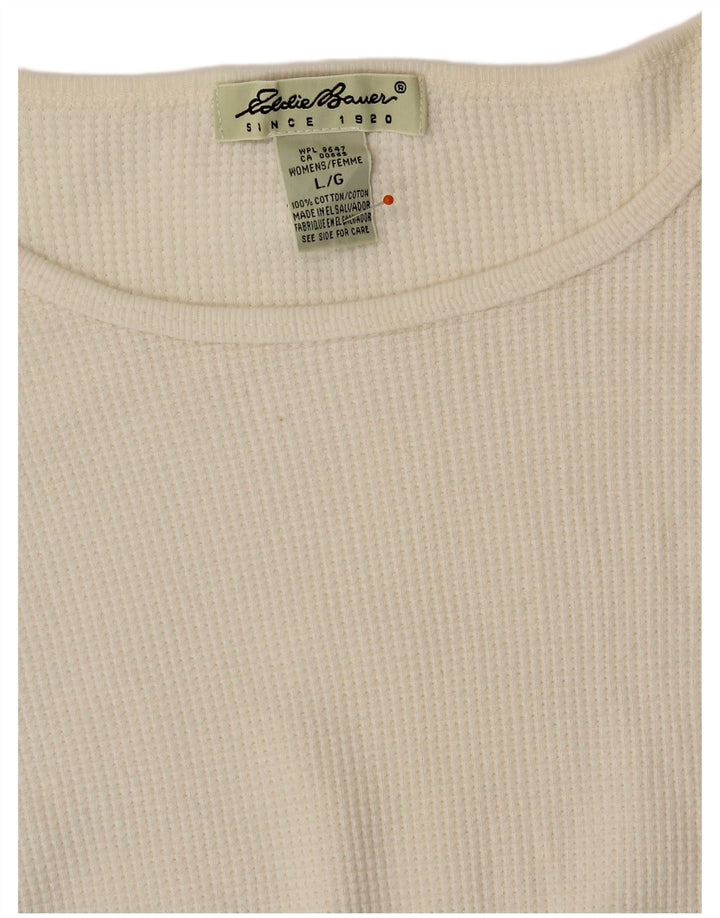 EDDIE BAUER Damski top z długim rękawem UK 16, duży, złamanej bieli, bawełniany