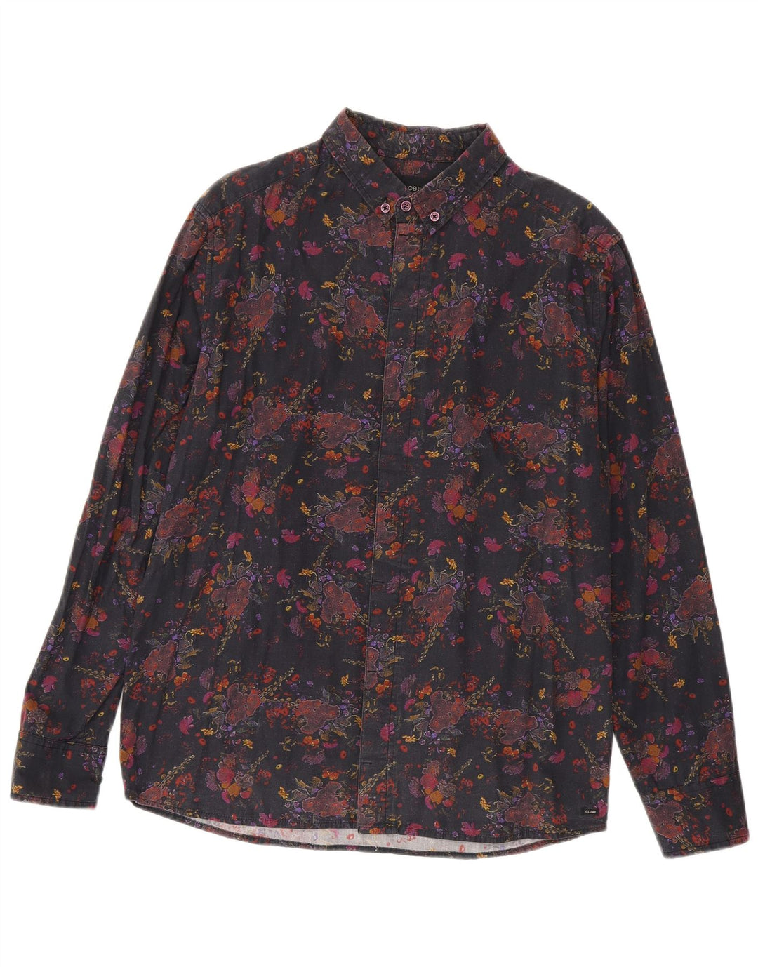 Koszula męska w stylu vintage, duża, czarna, bawełniana w kwiaty
