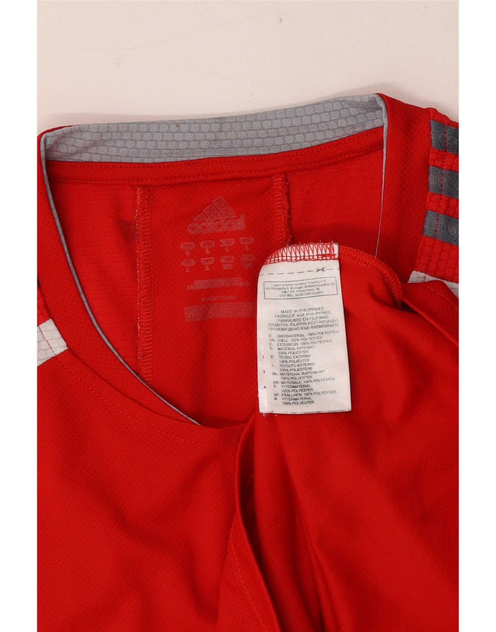 Męska koszulka z krótkim rękawem Adidas o regularnym kroju, duża, czerwona, z blokami kolorów