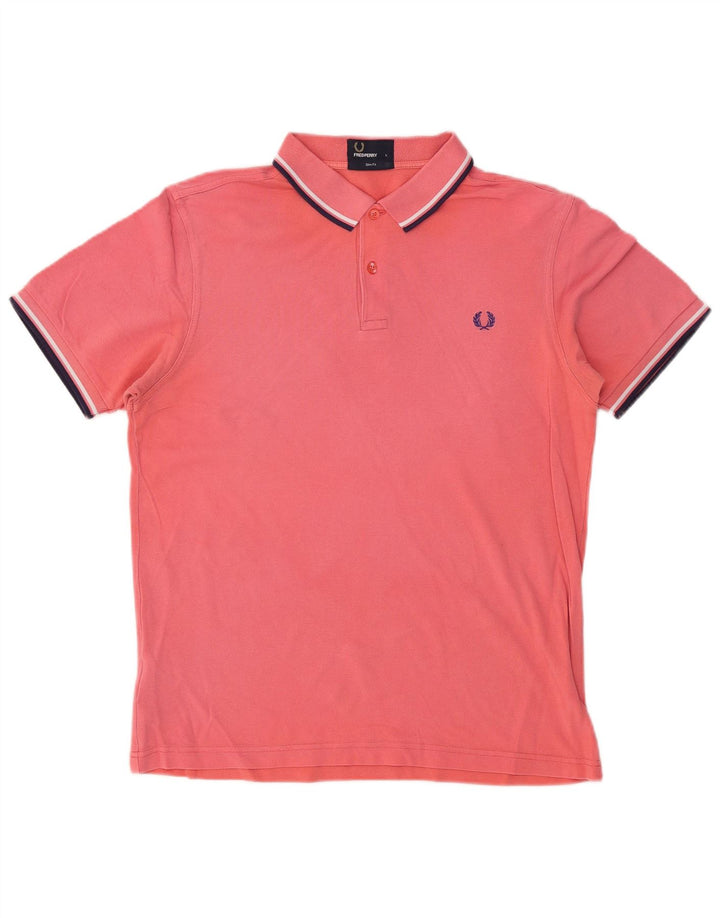 Męska koszulka polo Fred Perry Slim Fit, duża, różowa, bawełniana