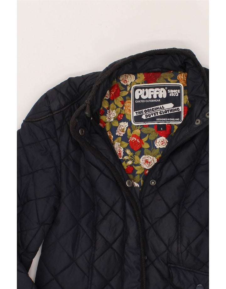 VINTAGE Womens Quilted Jacket UK 10 Small Navy Blue Nylon Vintage Vintage and Second-Hand Vintage from Messina Hembry 