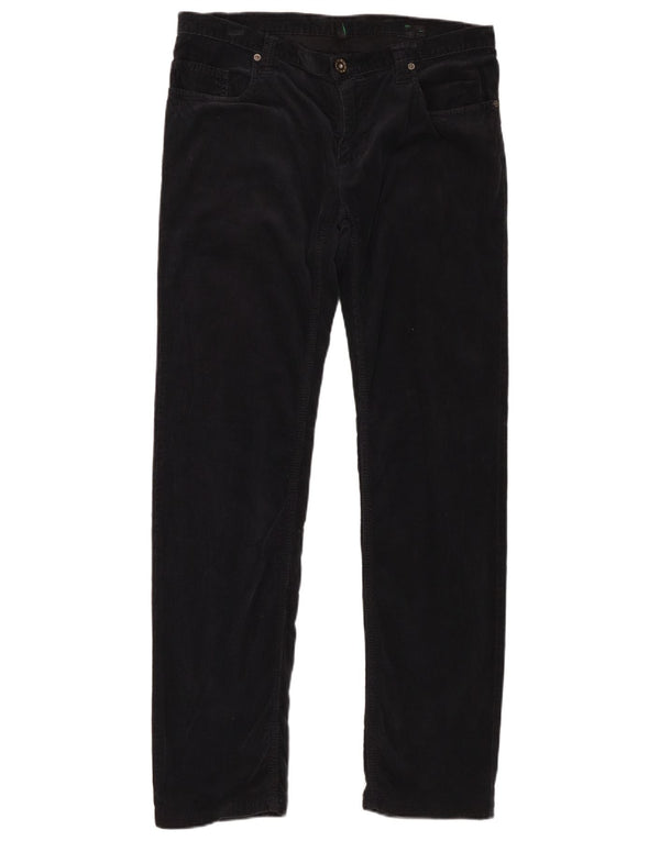 Benetton Womens Slim Corduroy Trousers IT 48 XL W34 L31 Black Cotton