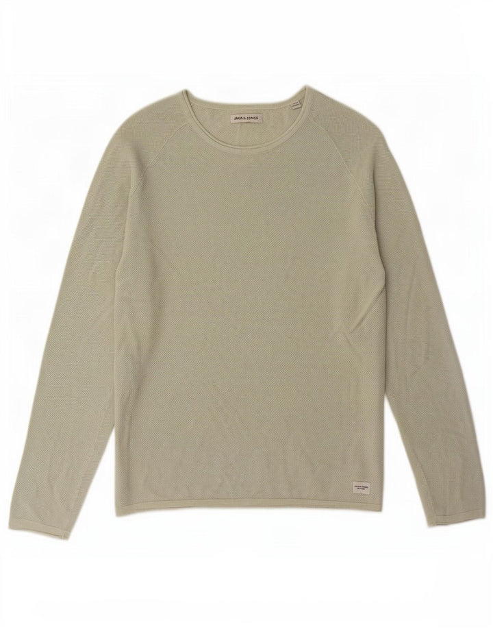 Męski sweter Jack & Jones z dekoltem w łódkę, średnio zielony, bawełniany