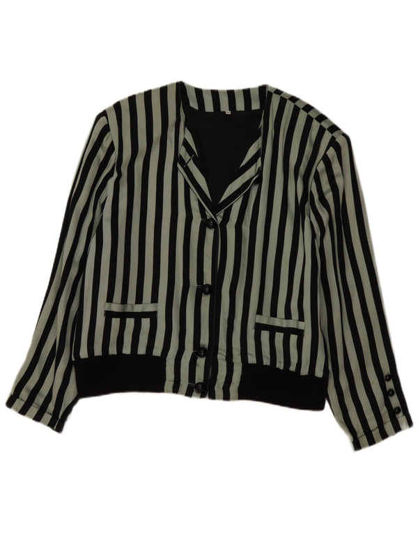 Damska bluzka koszulowa w stylu vintage EU 44 XL, wiskoza w zielone paski