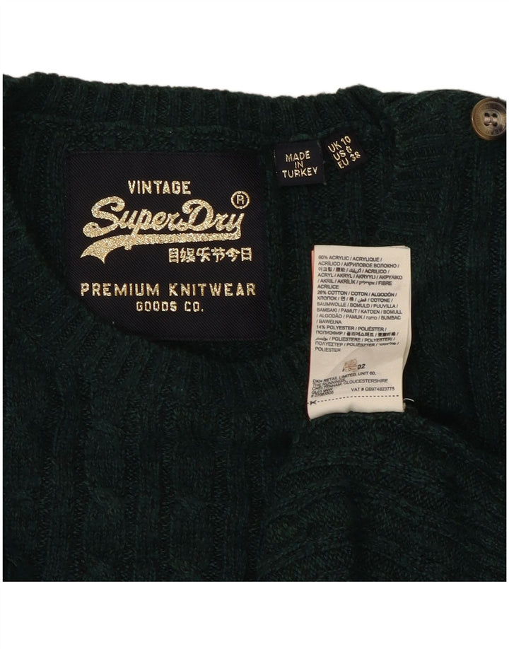 SUPERDRY Damski sweter z dekoltem w łódkę UK 10 Mały Zielony Akryl