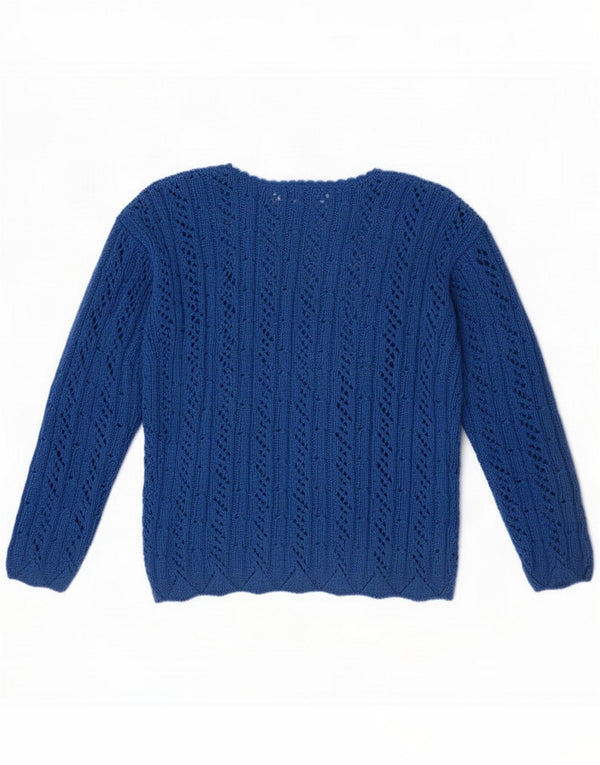 Vintage damski sweter z dekoltem w łódkę UK 16 duży niebieski