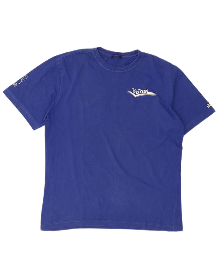 Męski T-shirt z grafiką GAS, duży, niebieski, bawełniany