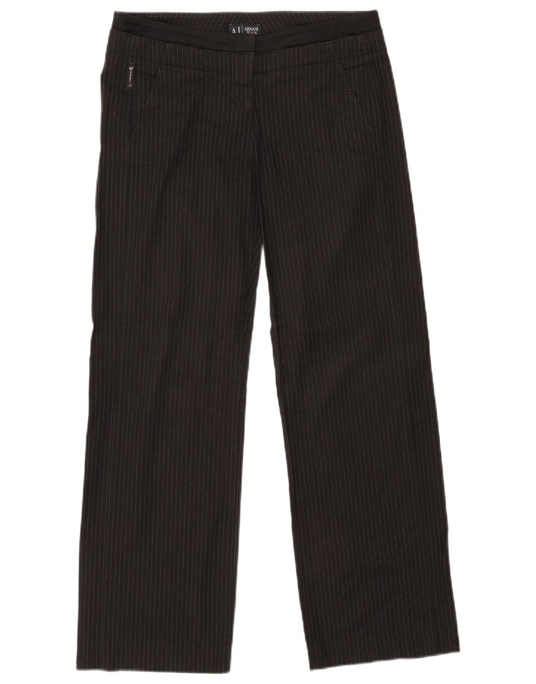 Spodnie damskie ARMANI Straight Chino W32 L30 Czarne bawełniane w prążki
