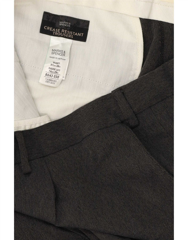 Męskie spodnie garniturowe Marks & Spencer W38 L29 Szary poliester