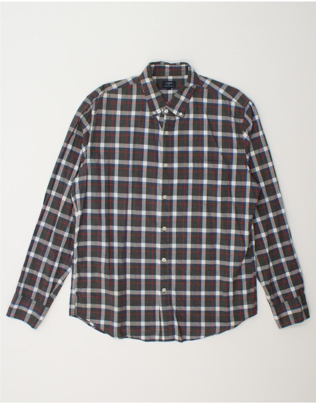 J. CREW Mens Shirt Large Grey Check Cotton Vintage J. Crew and Second-Hand J. Crew from Messina Hembry 